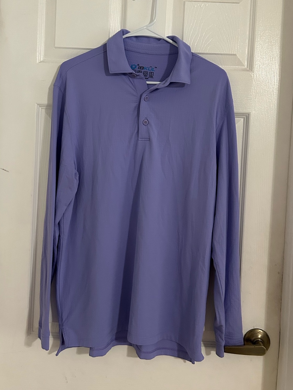 Ibkul Long-Sleeve Light Purple Polo Shirt Sz m